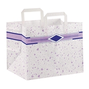 Papírová taška takeaway 317x183x245 mm / bílý - potisk TOPAS / 25 kusů 
